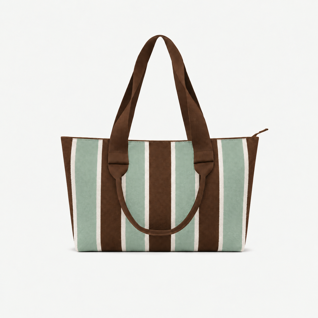 Multicolor Vertical Stripe Knit Large Tote Bag