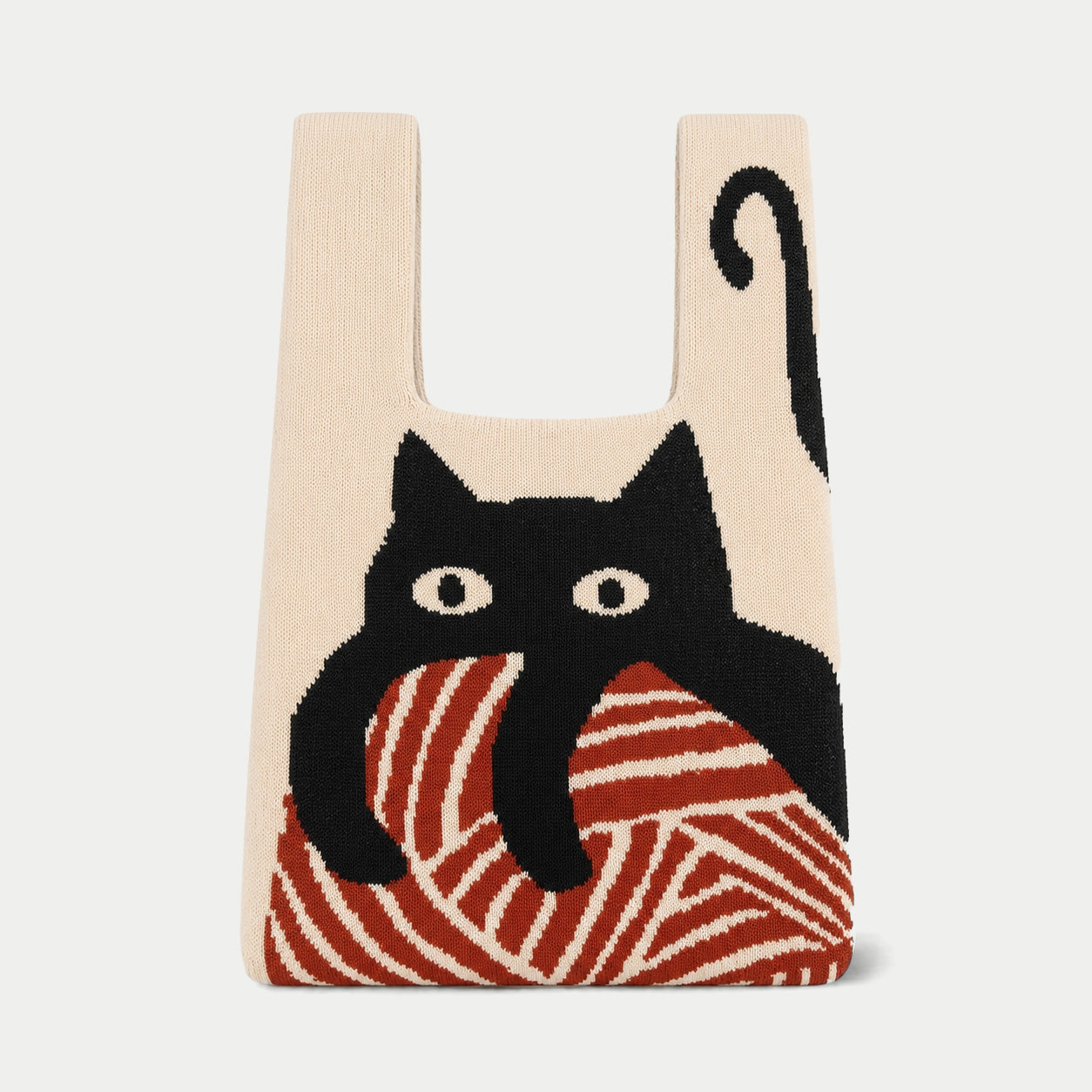 Cat Yarn Graphic Knit Tote Bag