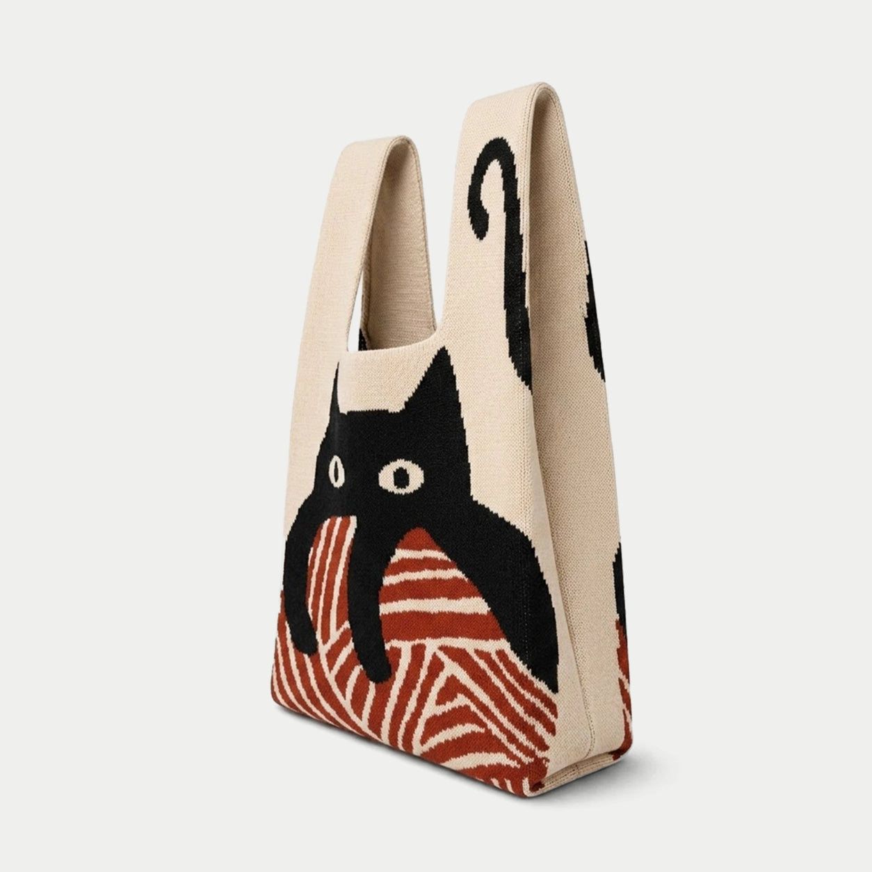 Cat Yarn Graphic Knit Tote Bag