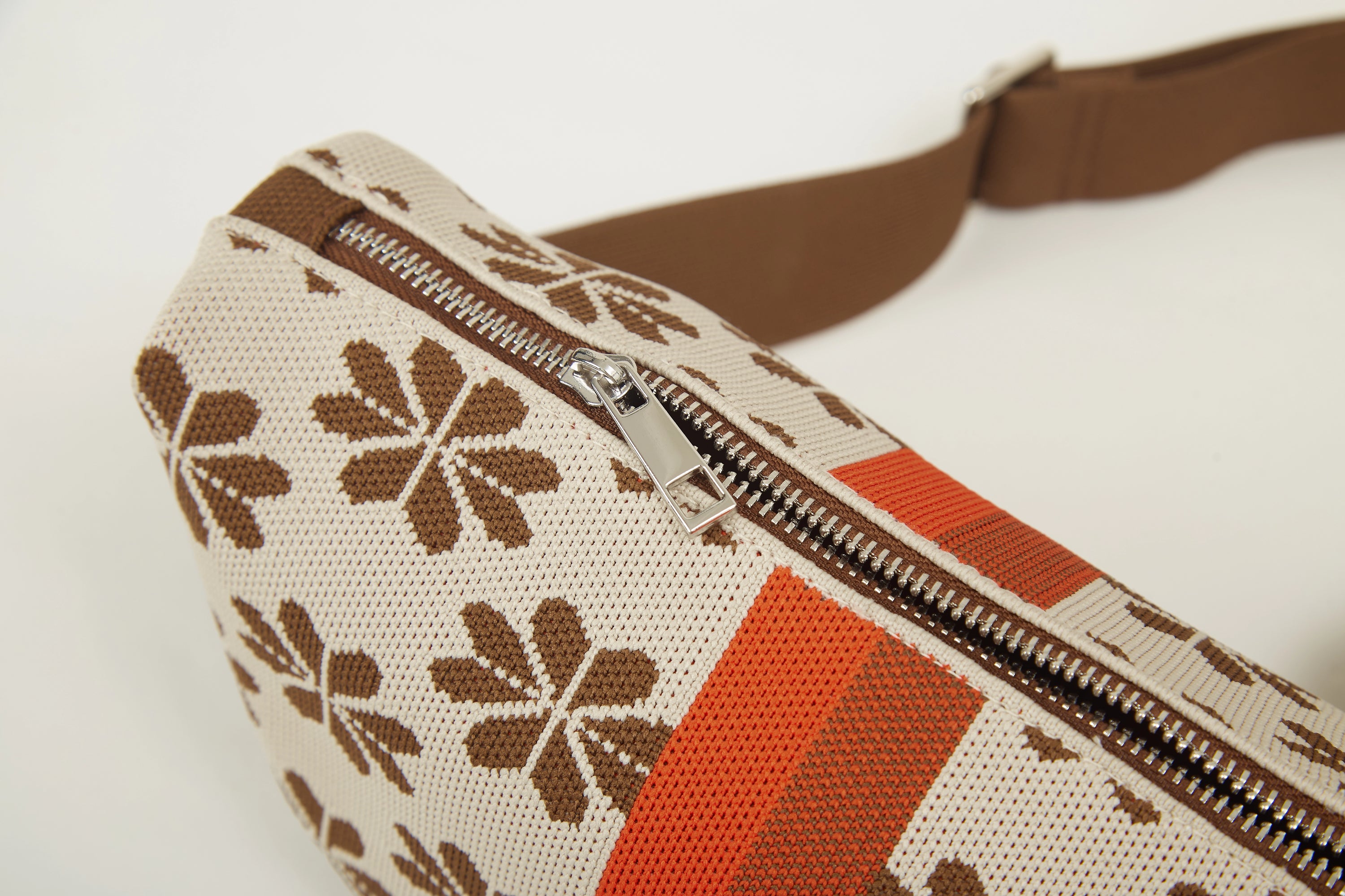 Classic Floral Knit Half Moon Crossbody Bag