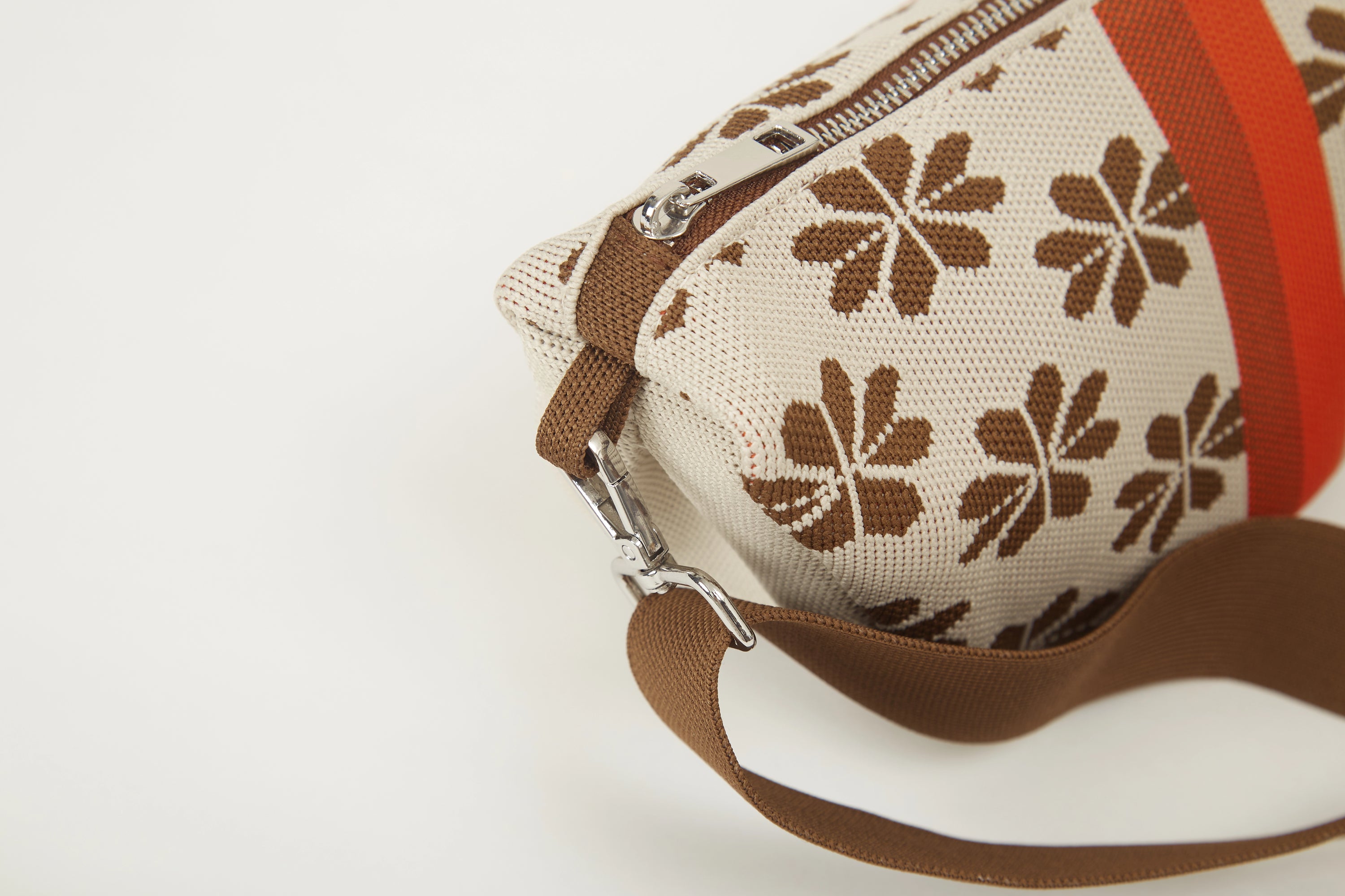Classic Floral Knit Half Moon Crossbody Bag