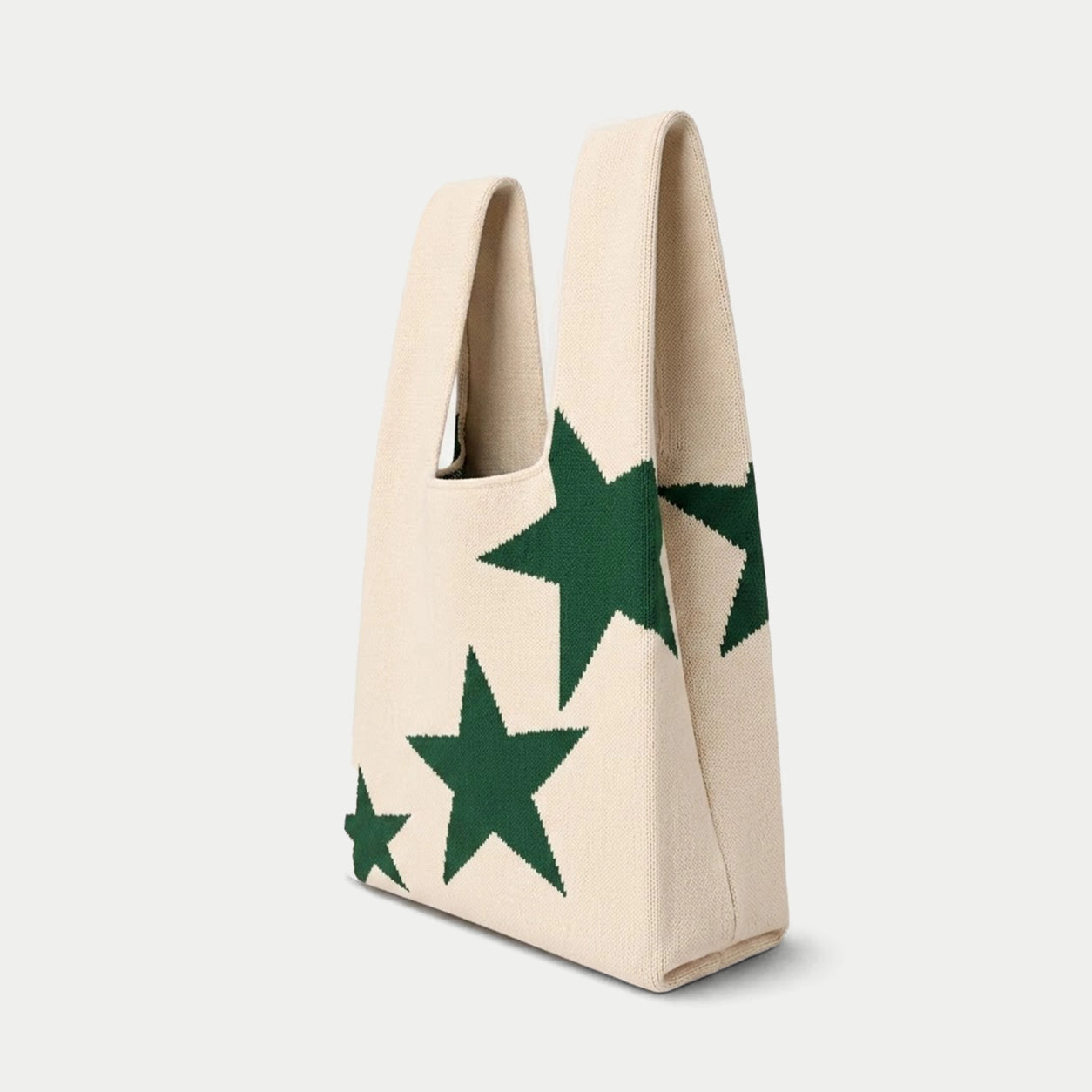 Diagonal Star Knit Tote Bag