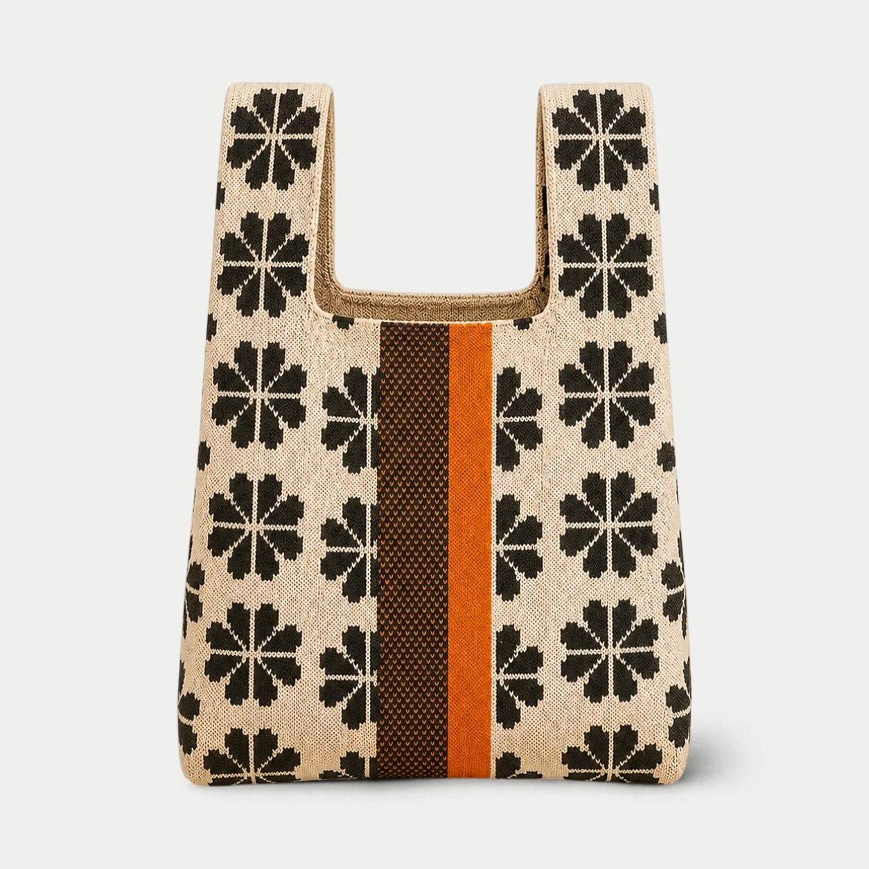 Geometric Floral Knit Tote Bag