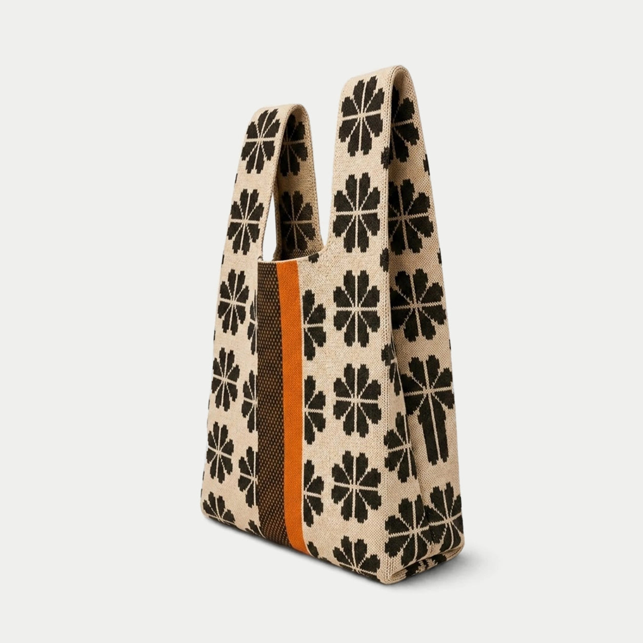 Geometric Floral Knit Tote Bag