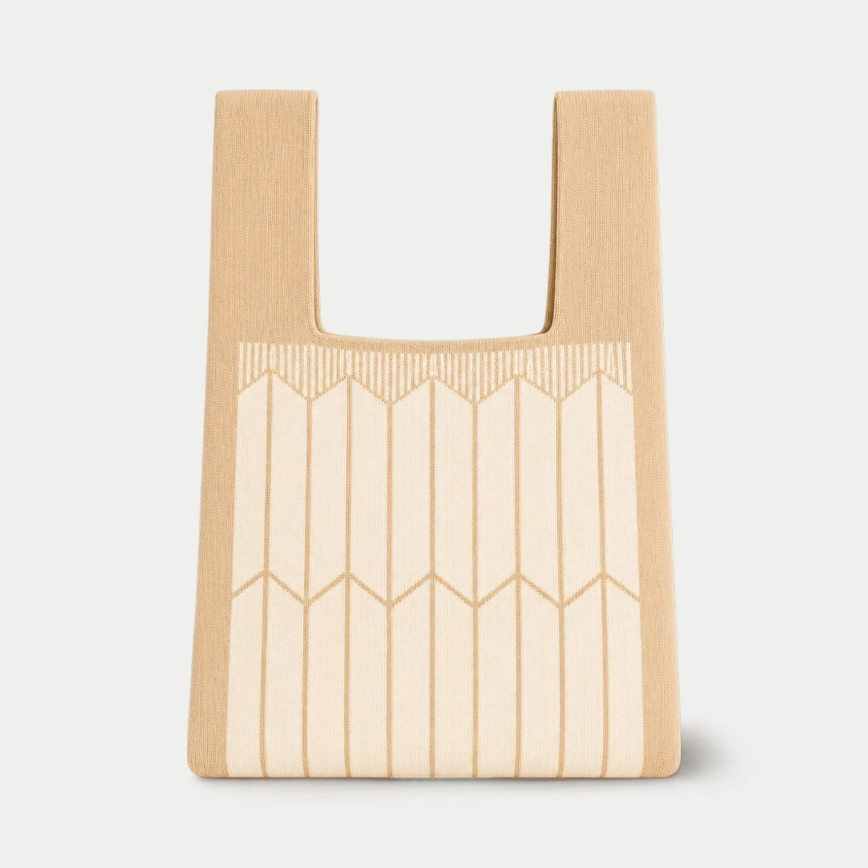Pleated Geometric Knit Tote Bag