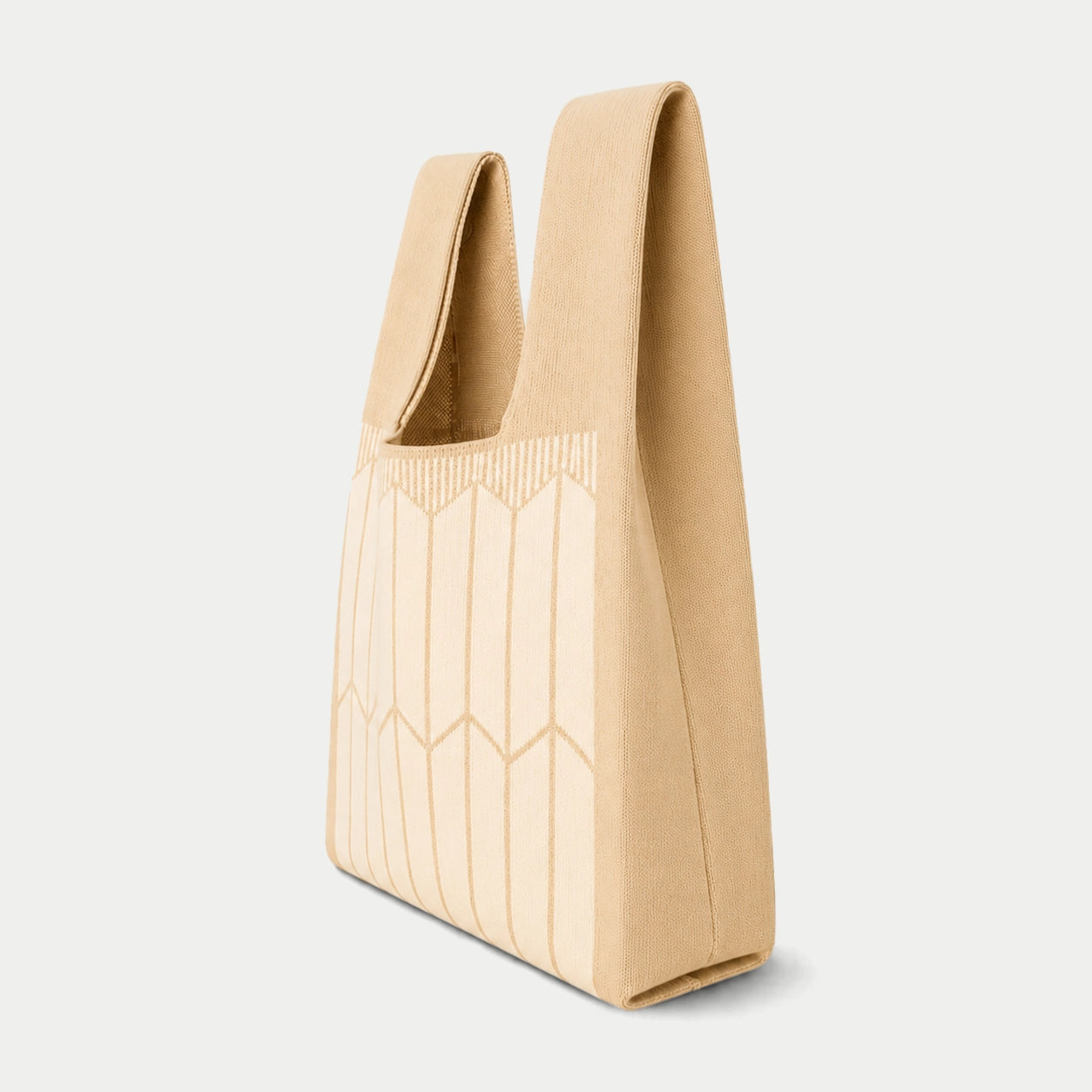 Pleated Geometric Knit Tote Bag