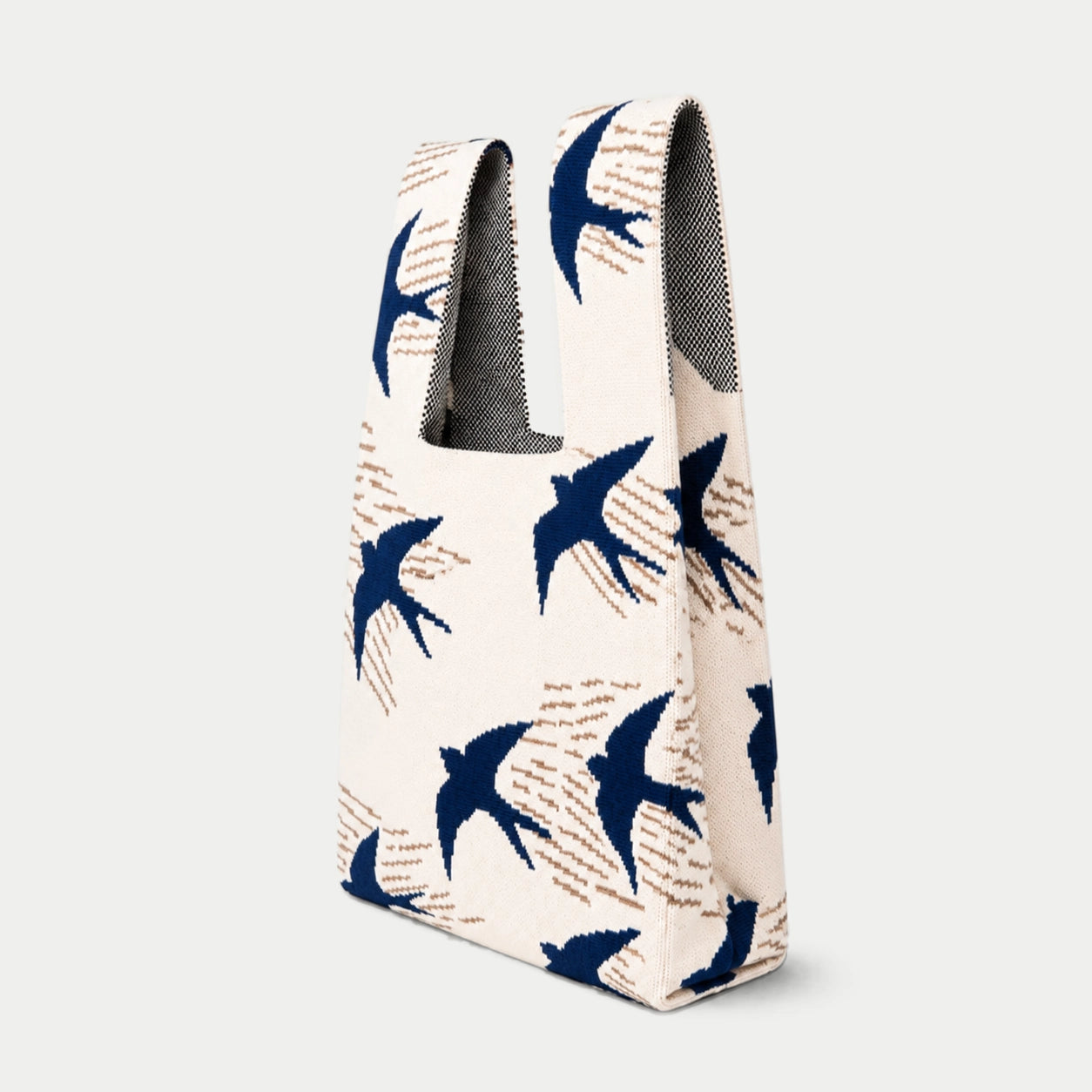 Swallow Pattern Knit Tote Bag