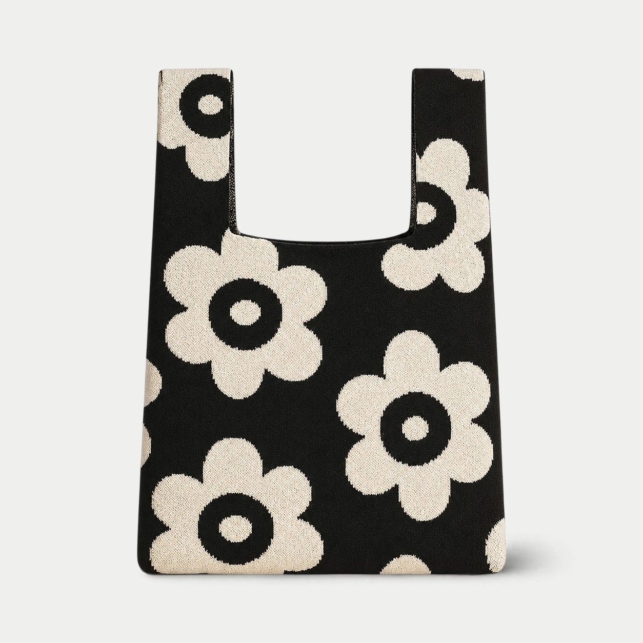 Abstract Floral Knit Tote Bag