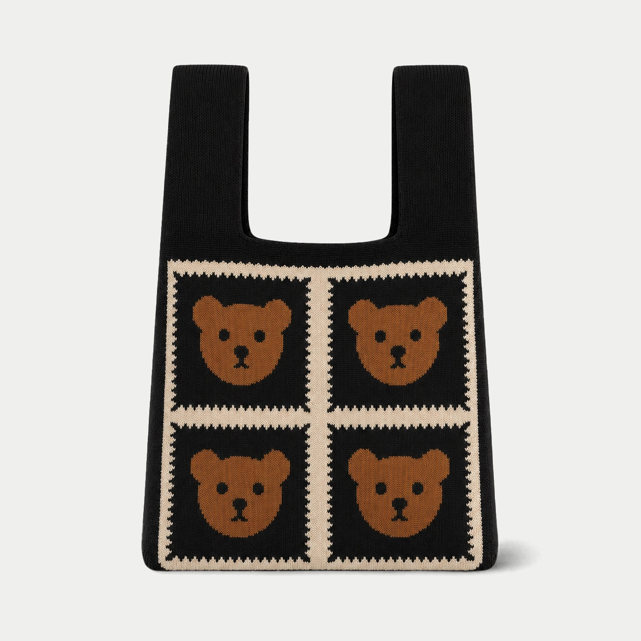 Bear Grid Knit Tote Bag