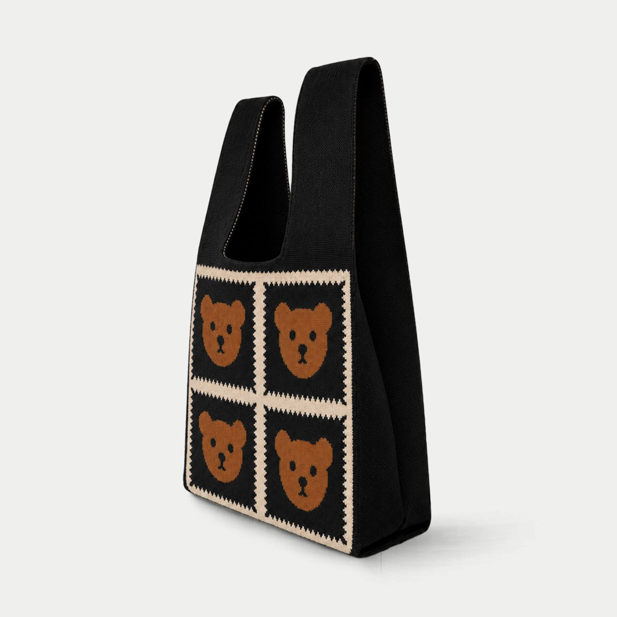 Bear Grid Knit Tote Bag