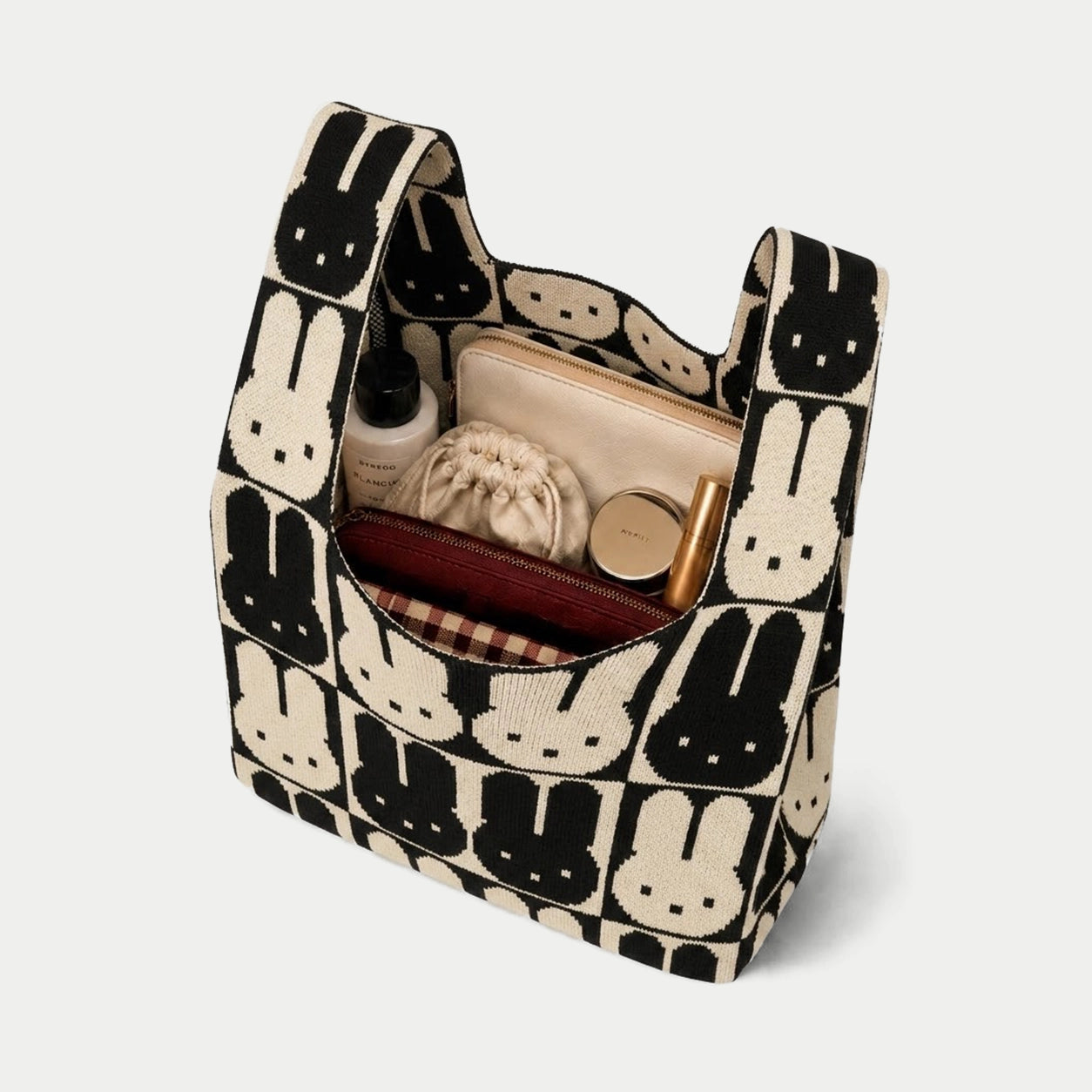 Bunny Grid Knit Tote Bag