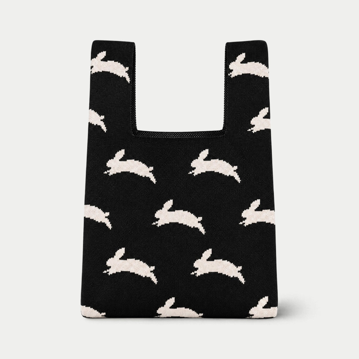 Bunny Pattern Knit Tote Bag