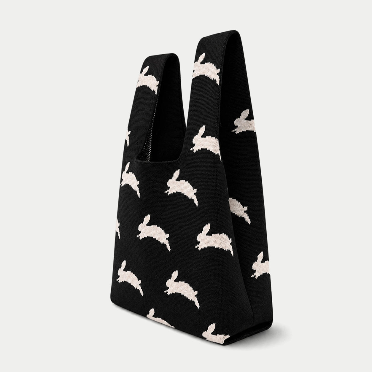 Bunny Pattern Knit Tote Bag
