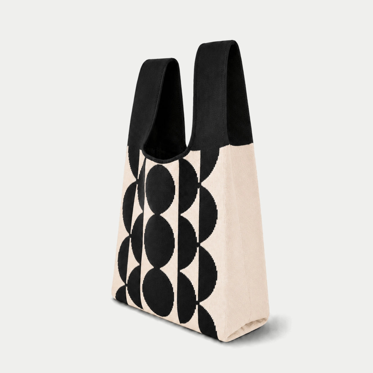 Circle Pattern Knit Tote Bag