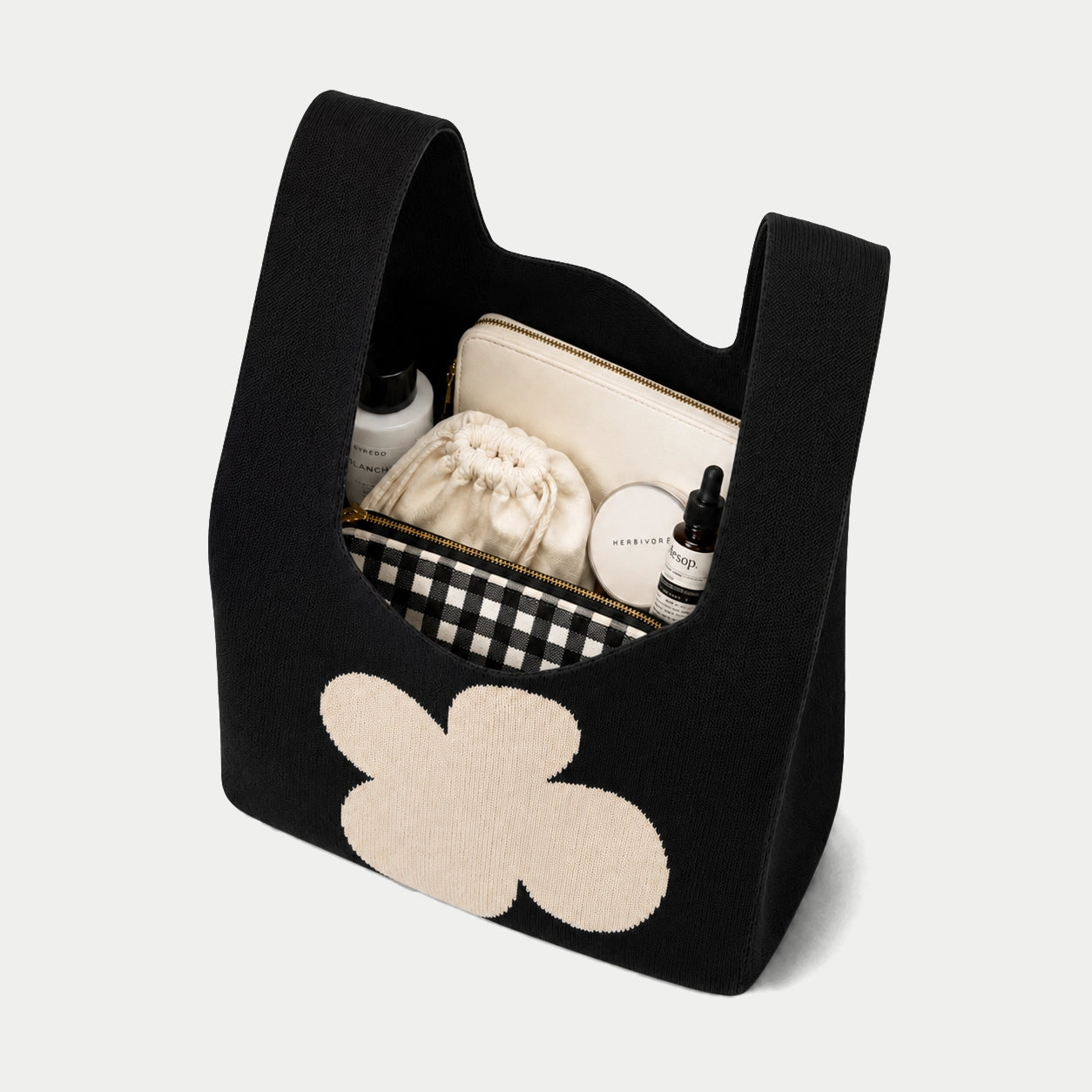 Clover Pattern Knit Tote Bag