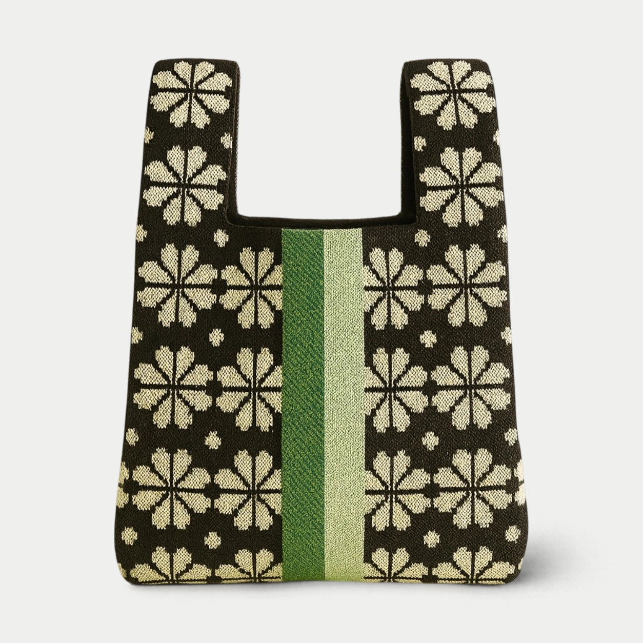 Geometric Floral Knit Tote Bag