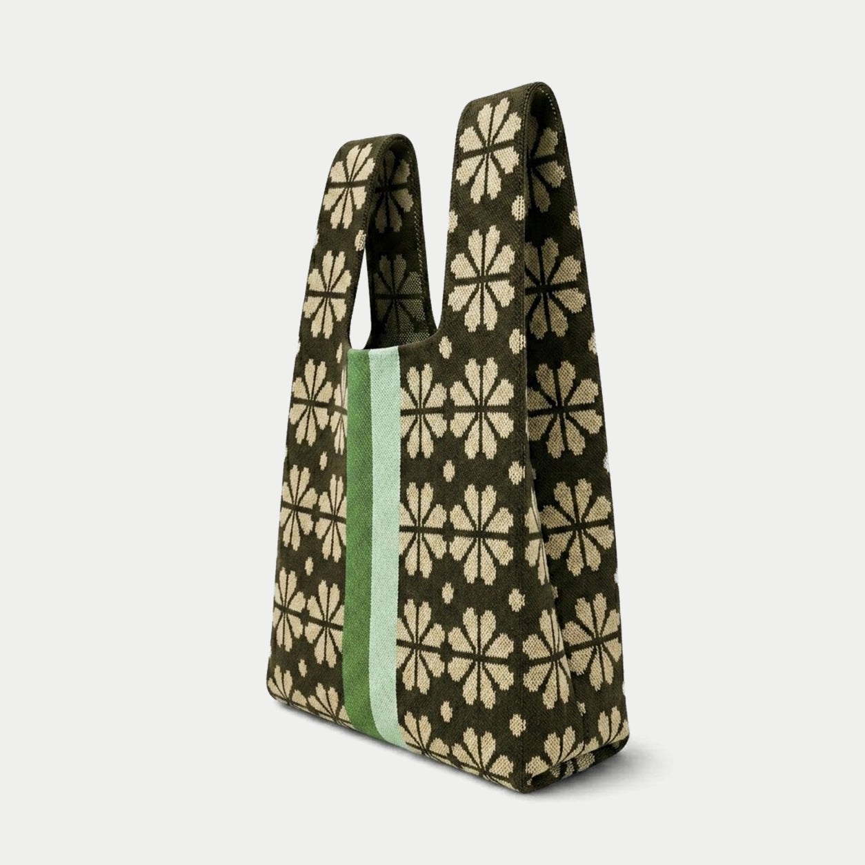 Geometric Floral Knit Tote Bag