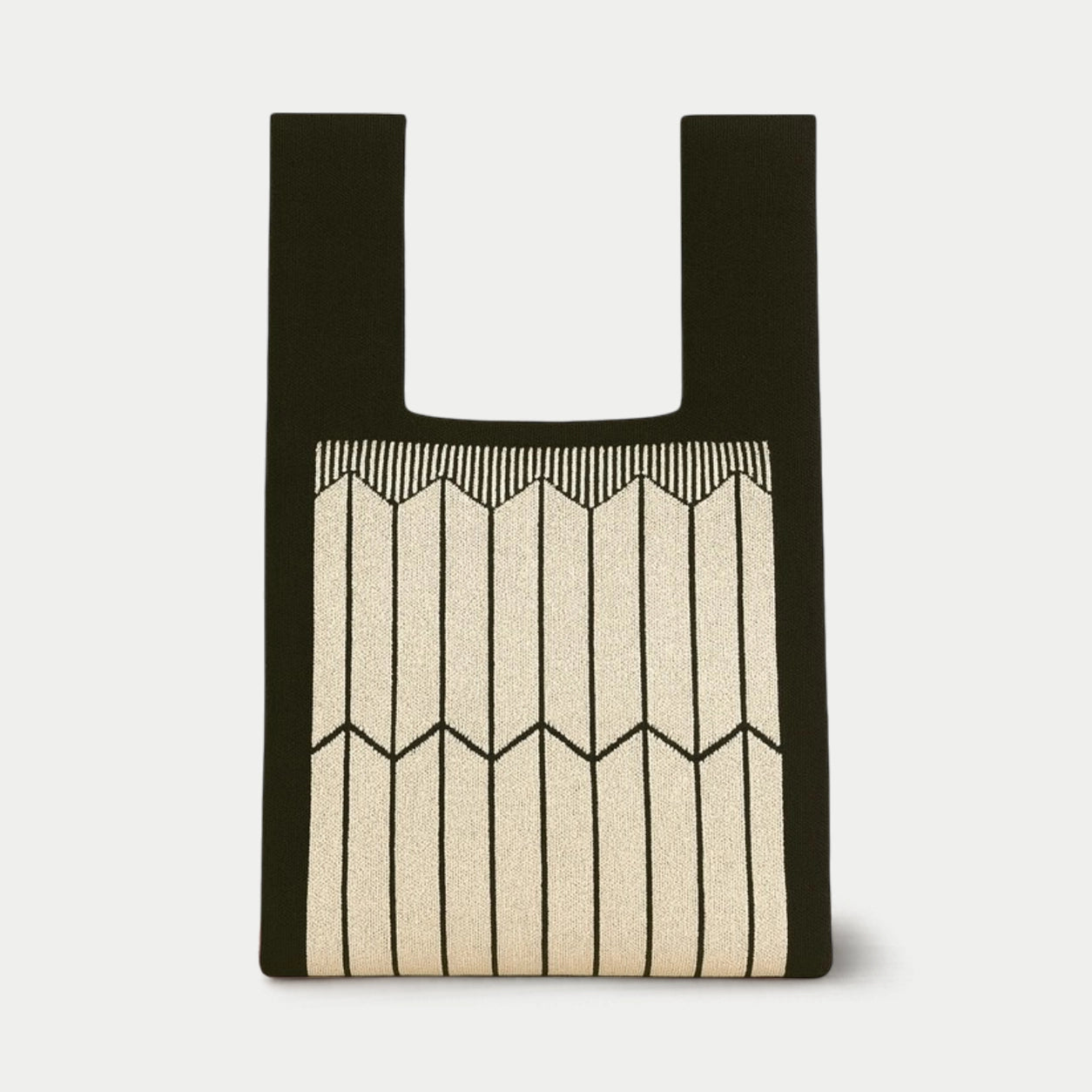 Pleated Geometric Knit Tote Bag