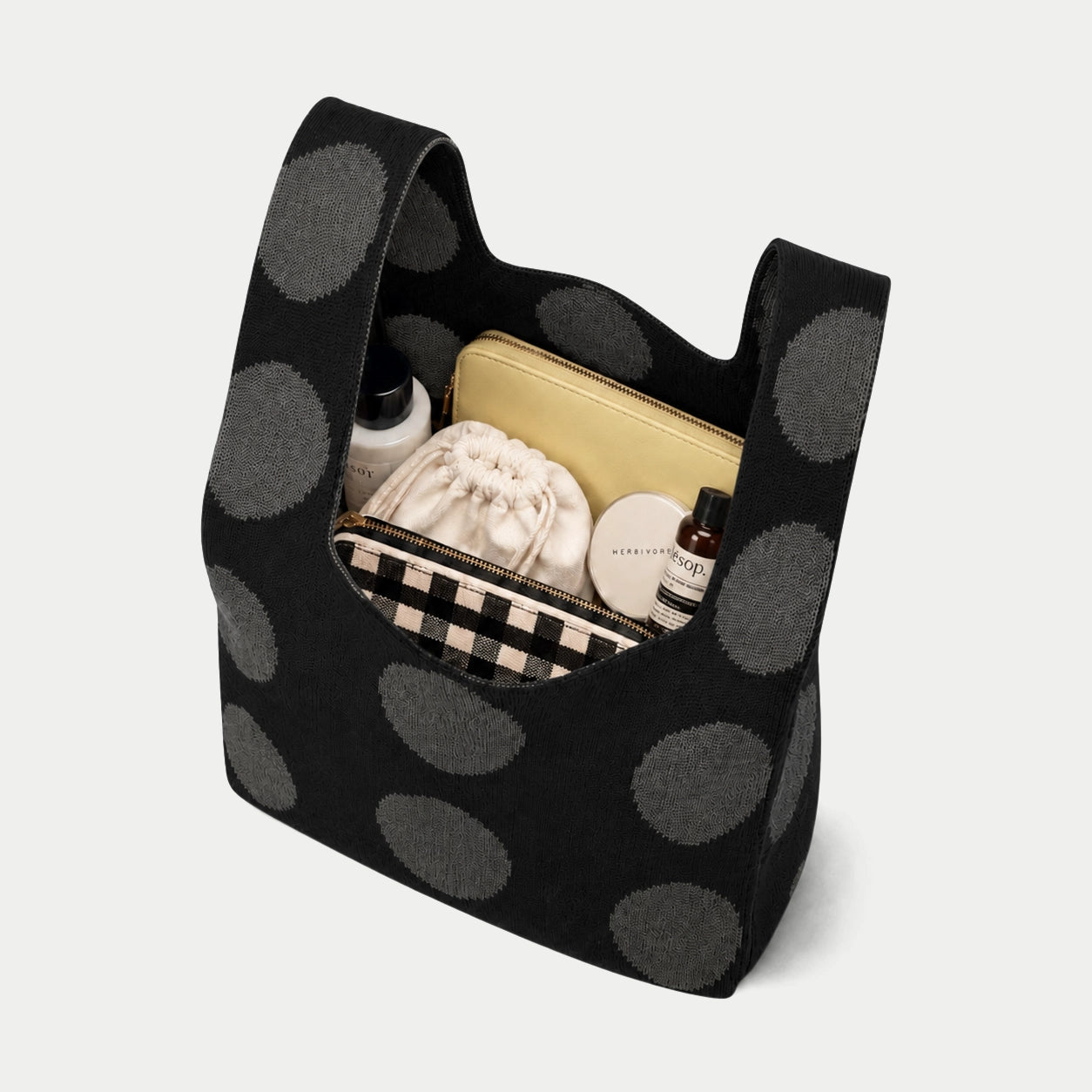 Large Polka Dot Knit Tote Bag