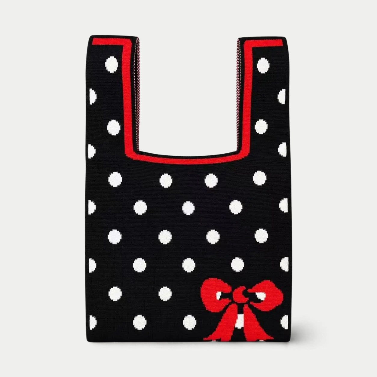Polka Dot Bow Knit Tote Bag