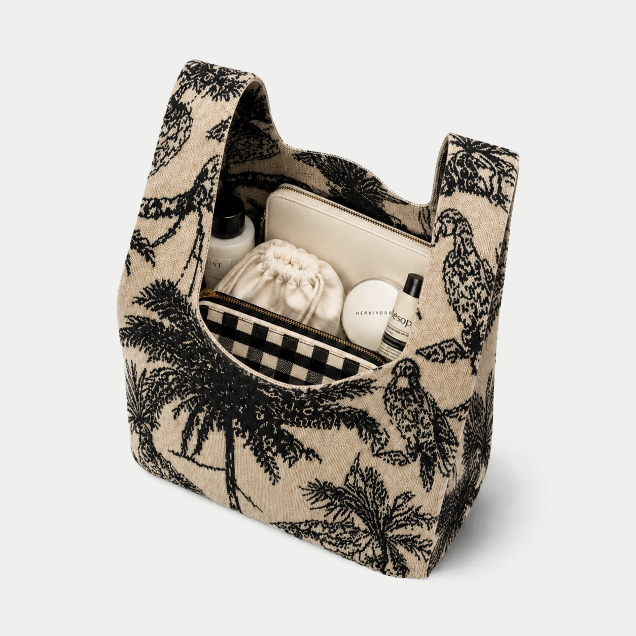 Tropical Palm Knit Tote Bag
