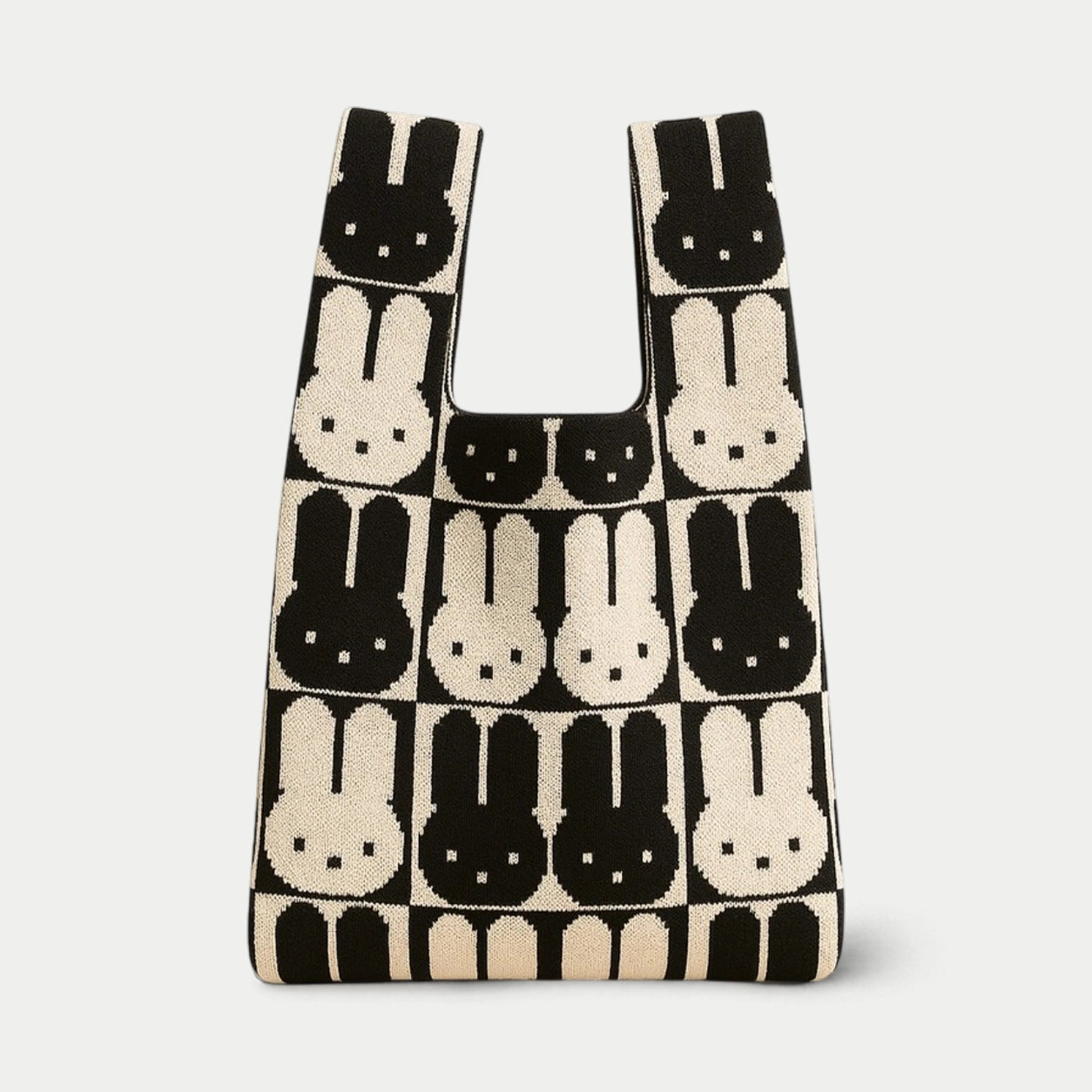 Bunny Grid Knit Tote Bag