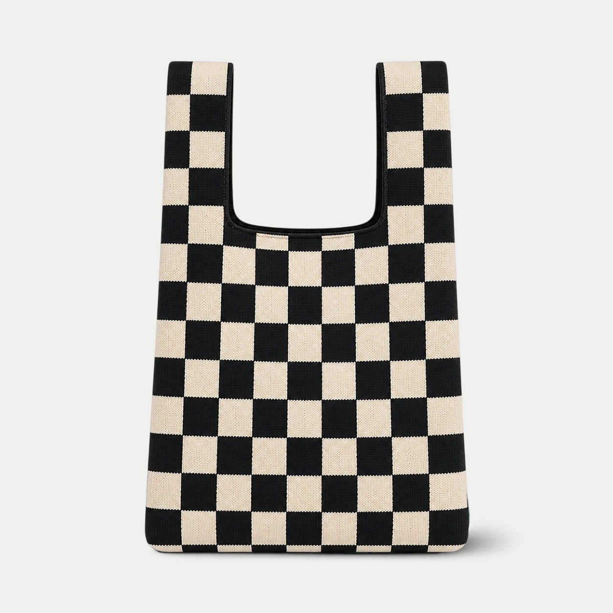 Checkered Knit Tote Bag
