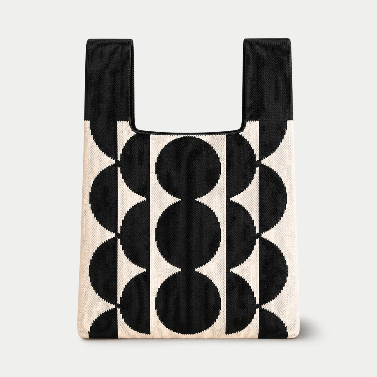 Circle Pattern Knit Tote Bag