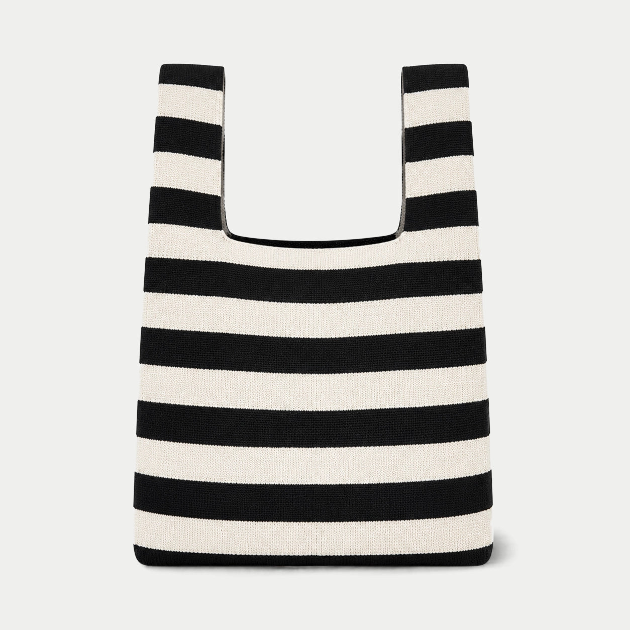 Wide Horizontal Stripe Knit Tote Bag
