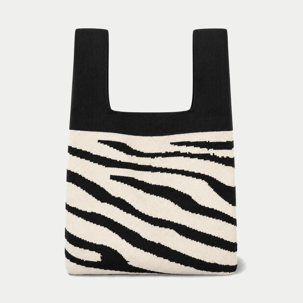 Zebra Print Knit Tote Bag