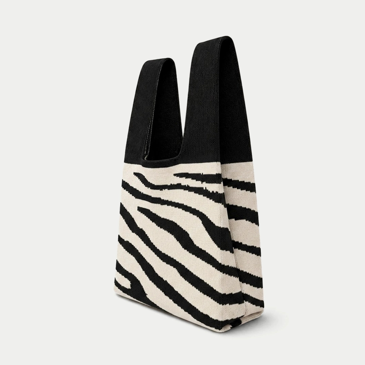 Zebra Print Knit Tote Bag