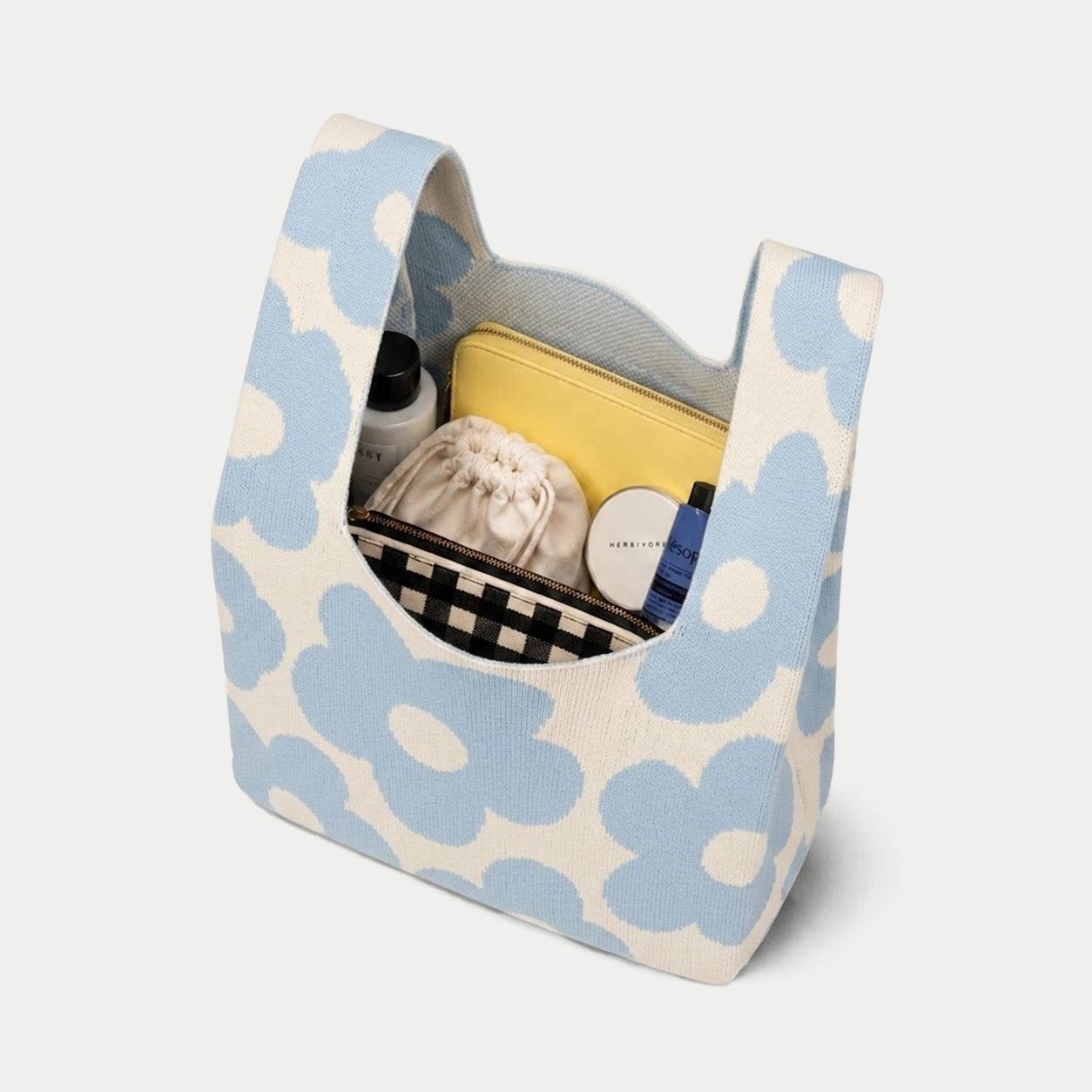 All Over Floral Knit Tote Bag