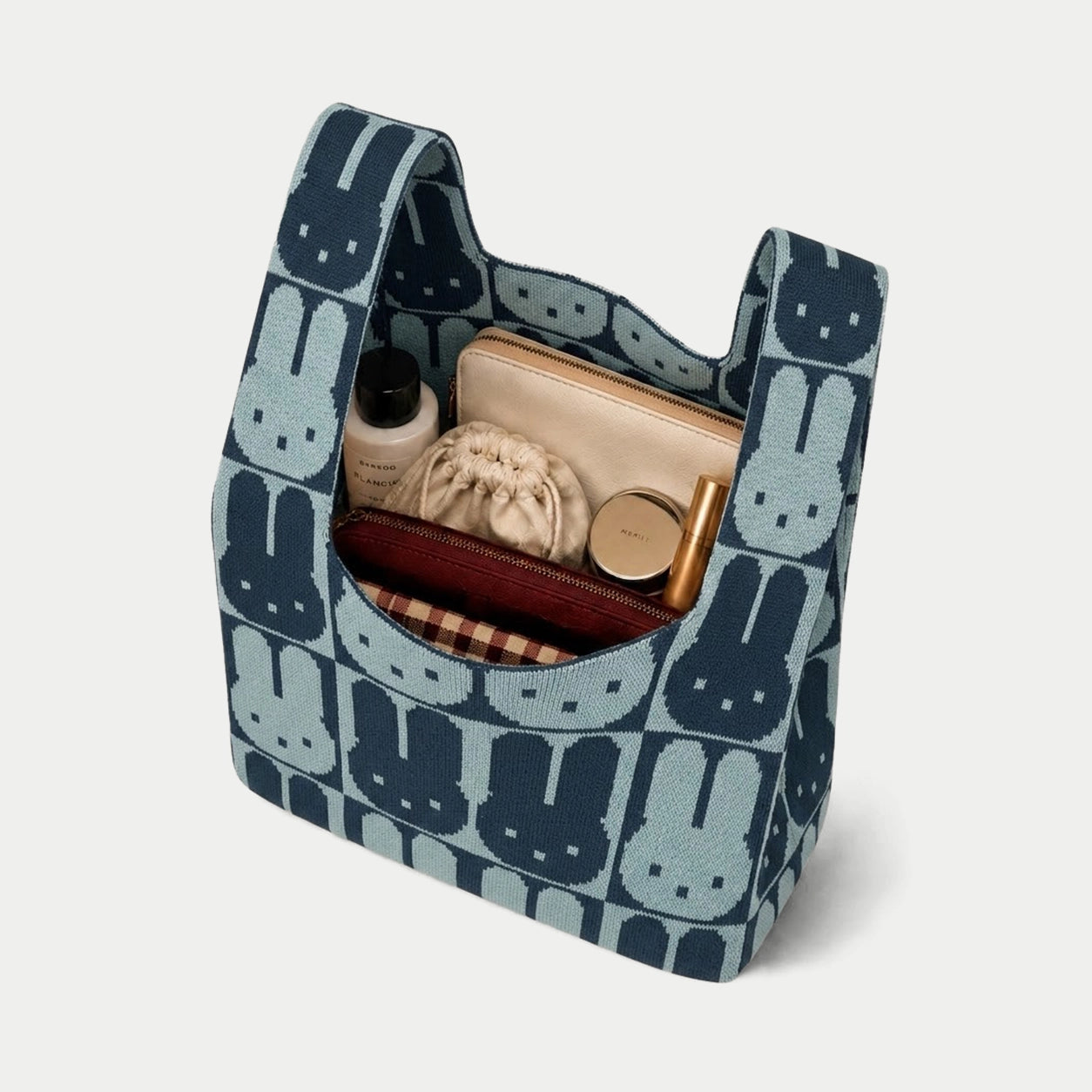 Bunny Grid Knit Tote Bag