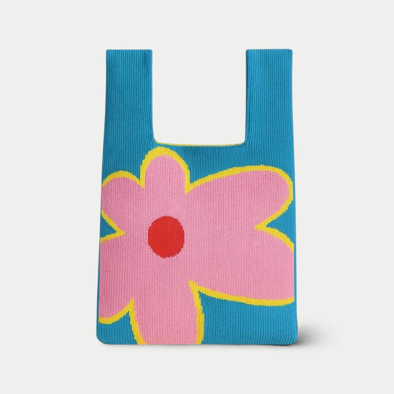 Oversized Floral Knit Tote Bag