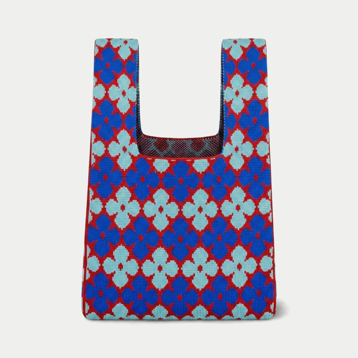 Vintage Floral Knit Tote Bag