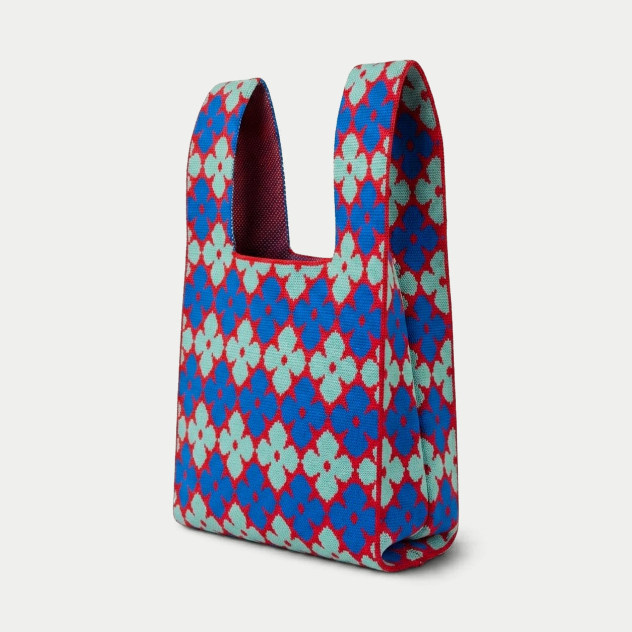 Vintage Floral Knit Tote Bag