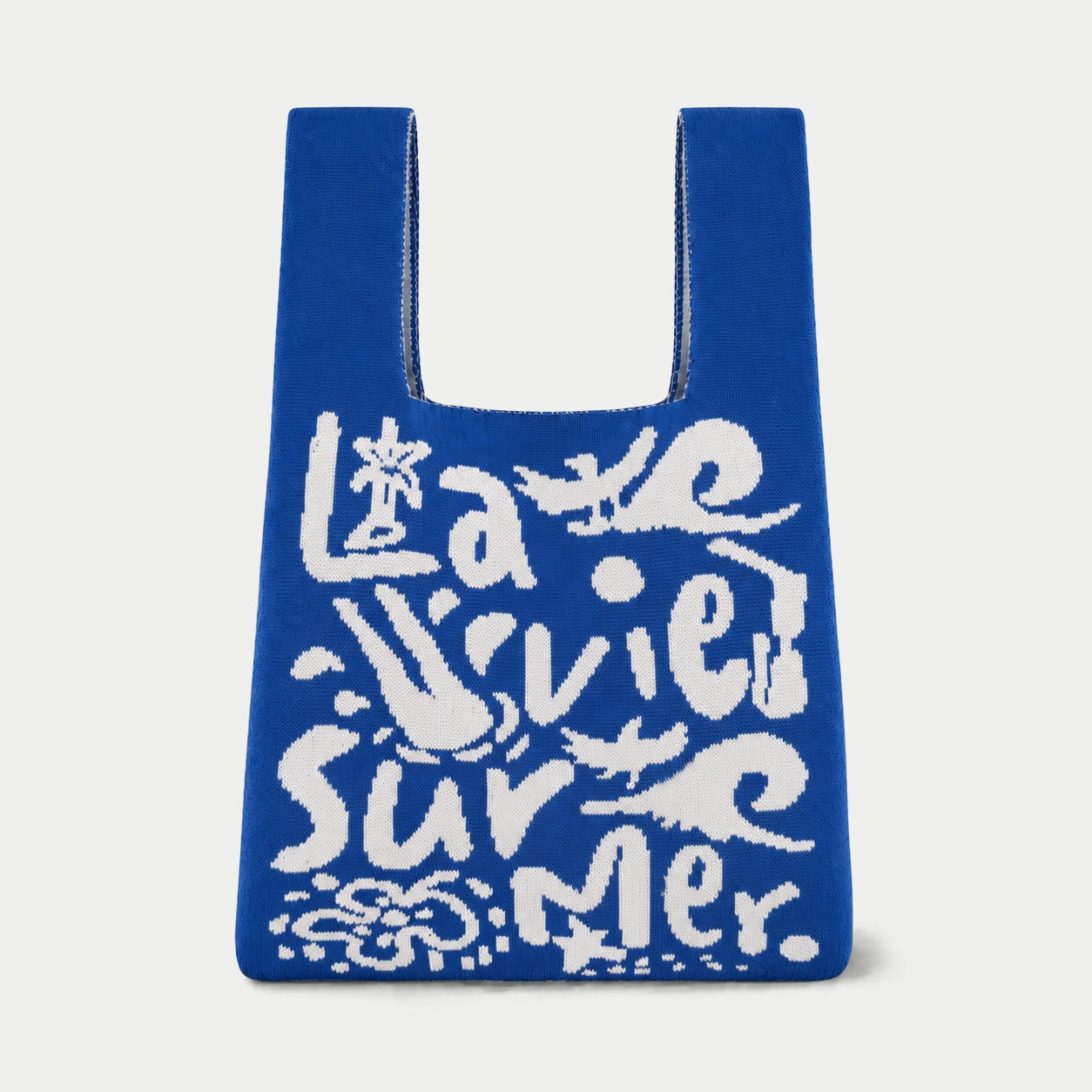 Summer Typography Knit Tote Bag