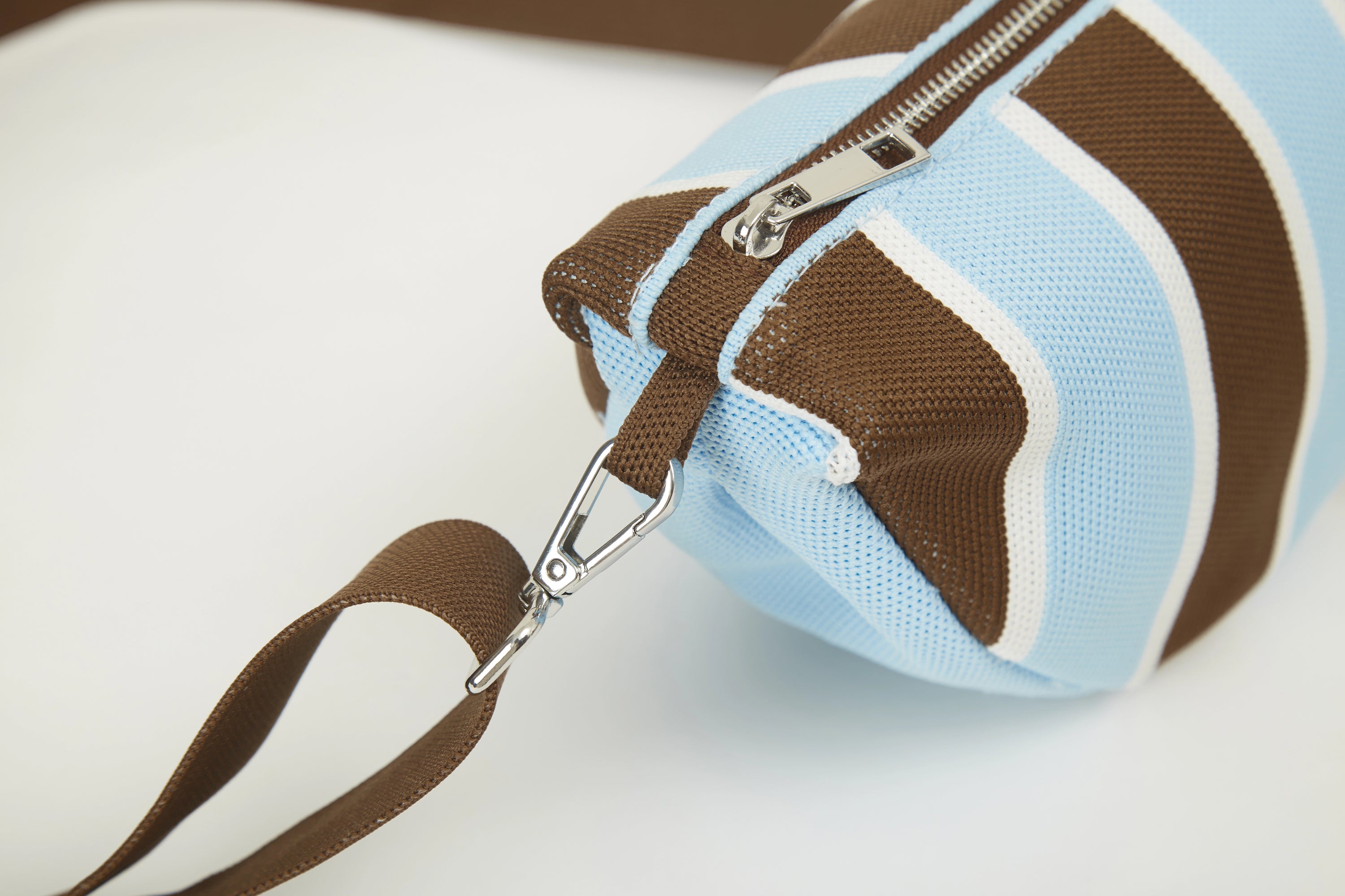 Vertical Stripe Knit Half Moon Crossbody Bag