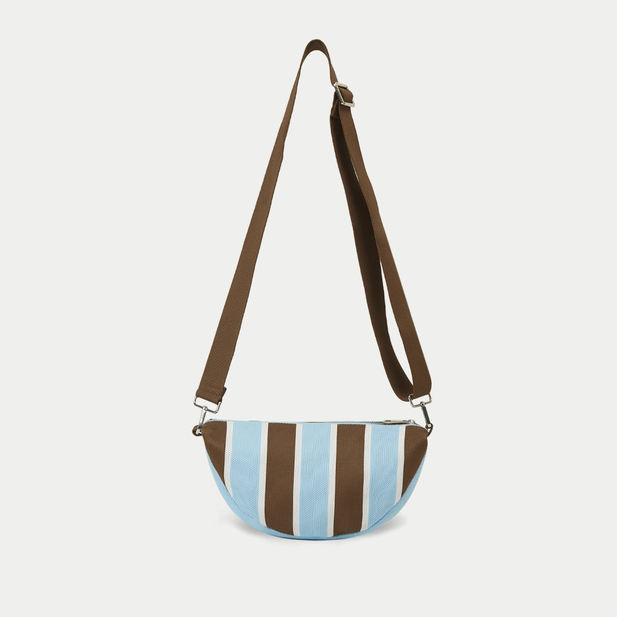 Vertical Stripe Knit Half Moon Crossbody Bag