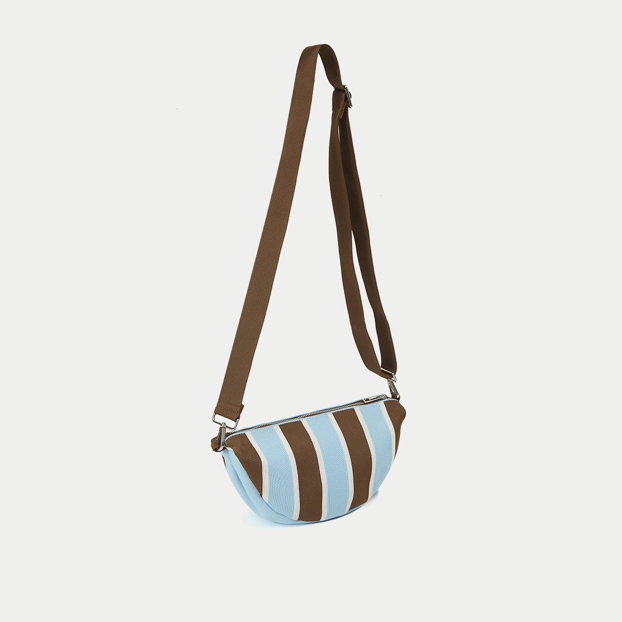 Vertical Stripe Knit Half Moon Crossbody Bag