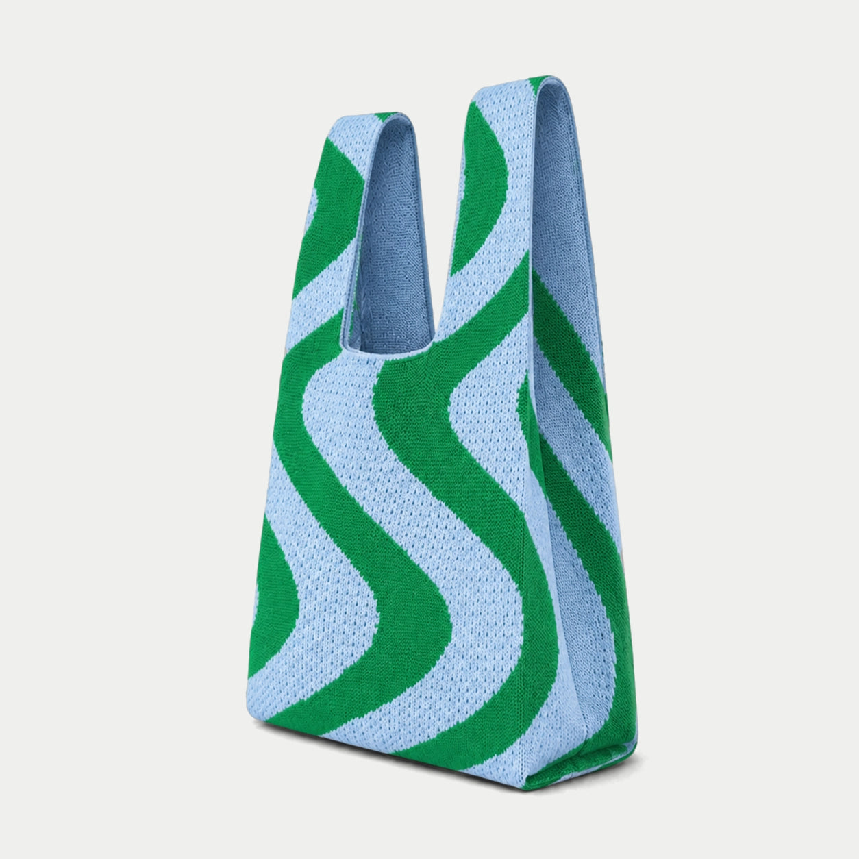 Wavy Stripe Knit Tote Bag
