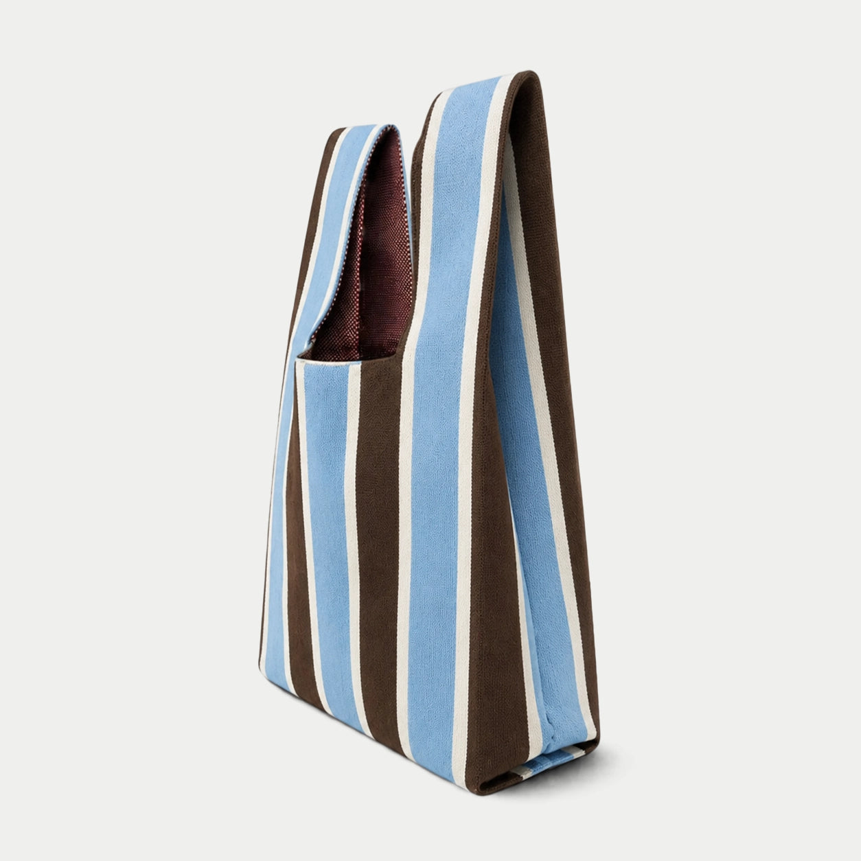 Wide Vertical Stripe Knit Tote Bag