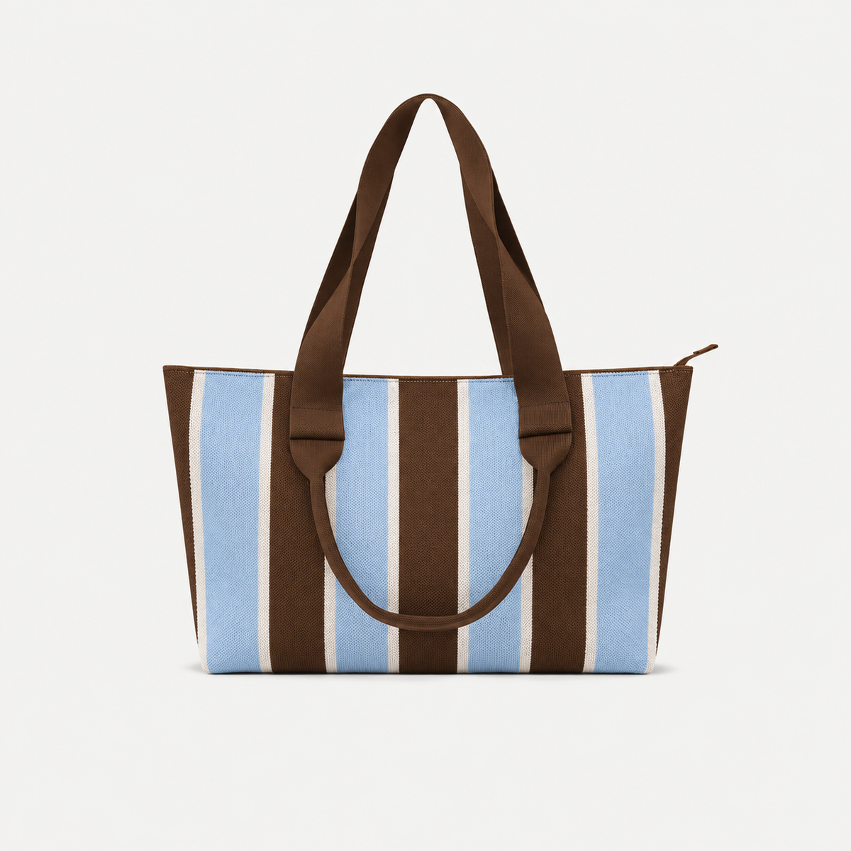 Multicolor Vertical Stripe Knit Large Tote Bag