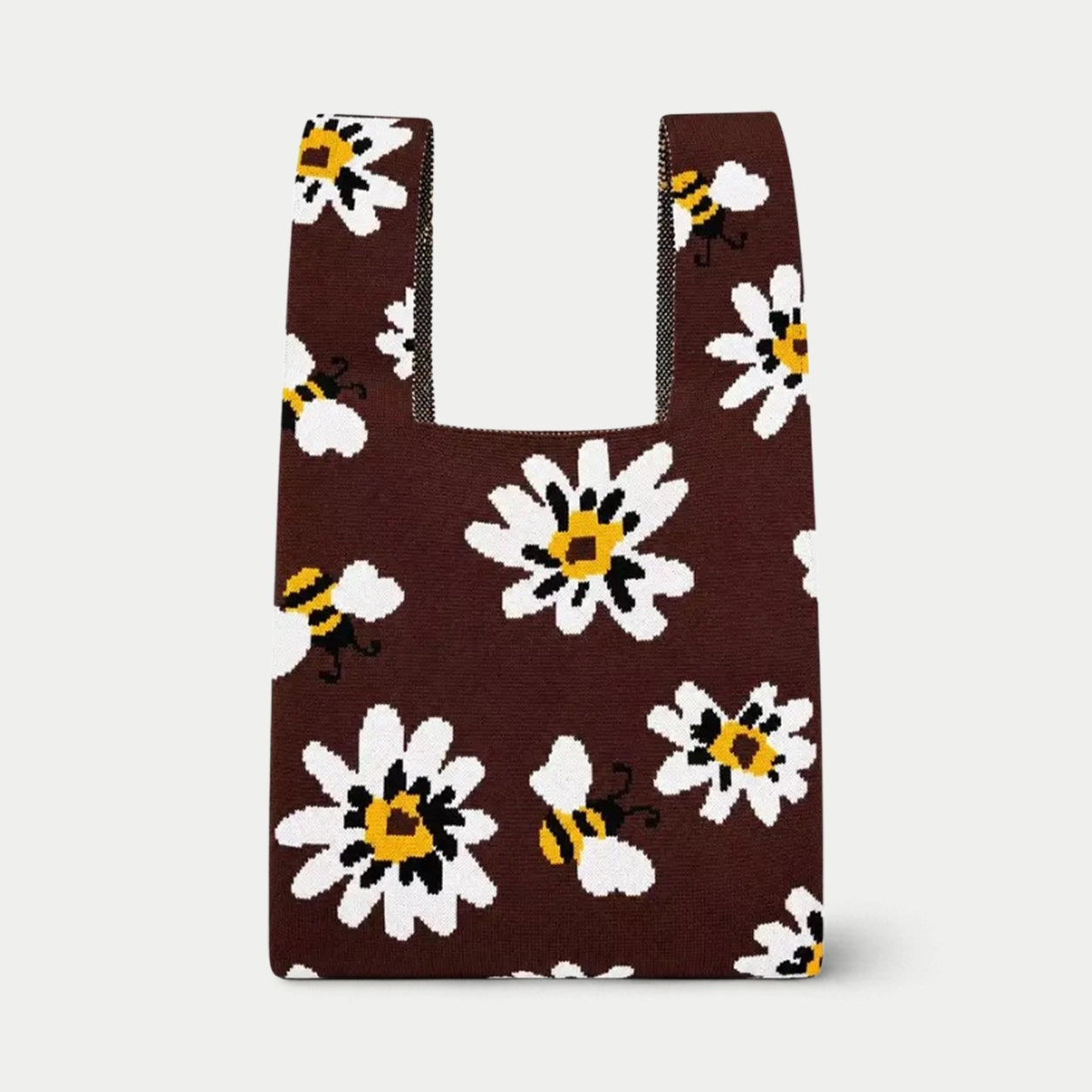Floral Bee Knit Tote Bag
