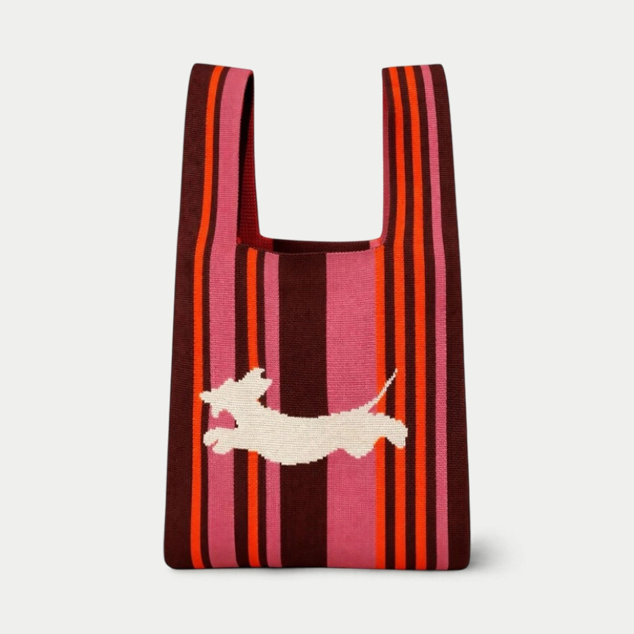 Dog Stripe Knit Tote Bag
