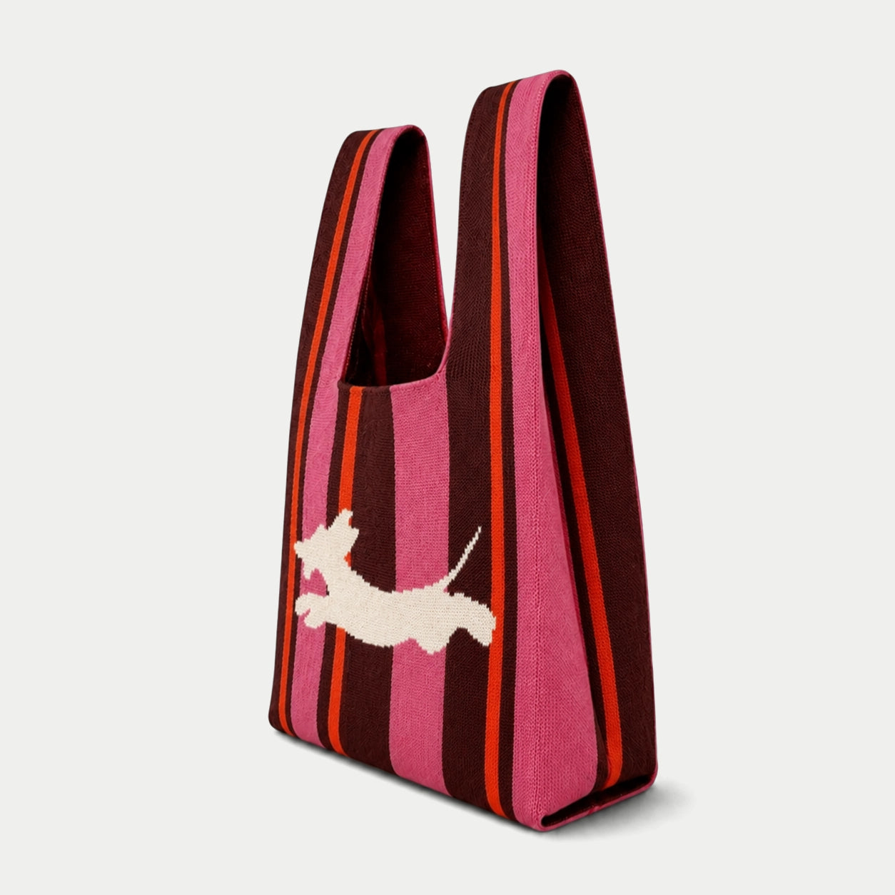 Dog Stripe Knit Tote Bag