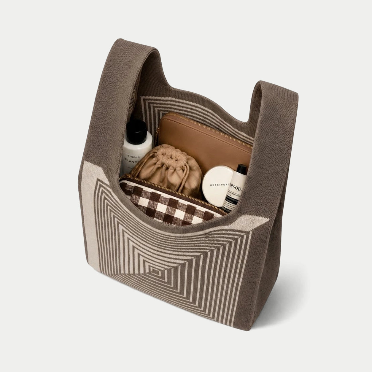 Geometric Maze Knit Tote Bag