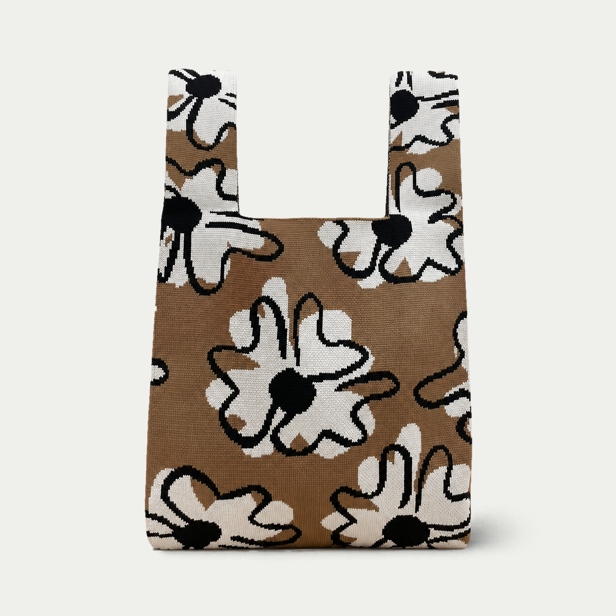 Bold Floral Knit Tote Bag