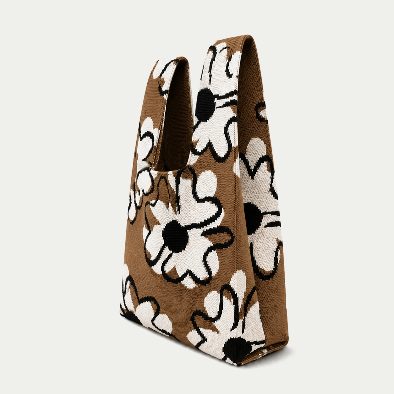 Bold Floral Knit Tote Bag
