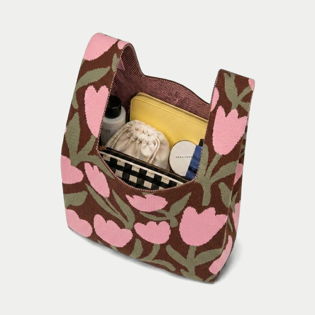 Graphic Tulip Knit Tote Bag